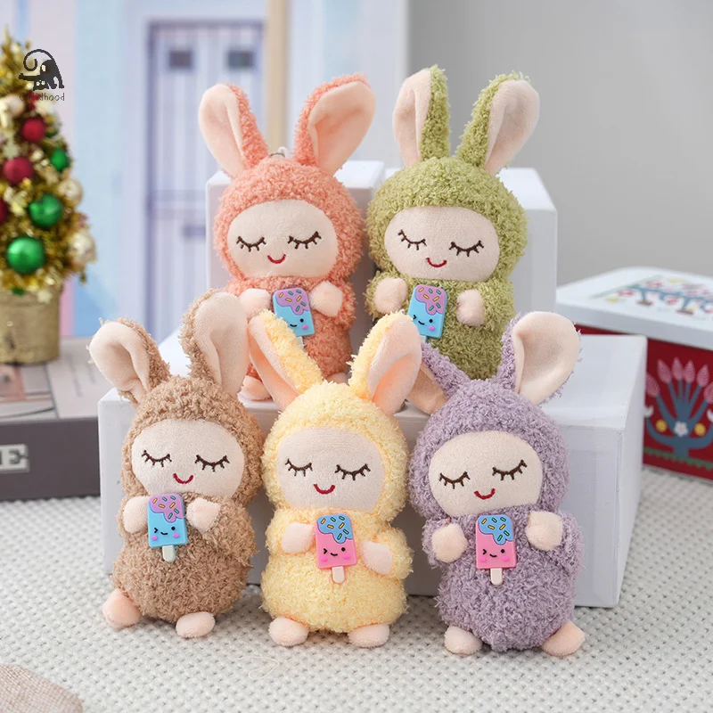 

Брелок для ключей с милым маленьким Кроликом, кукла, плюшевая игрушка, мультяшный брелок для автомобиля, аксессуары для украшения рюкзака