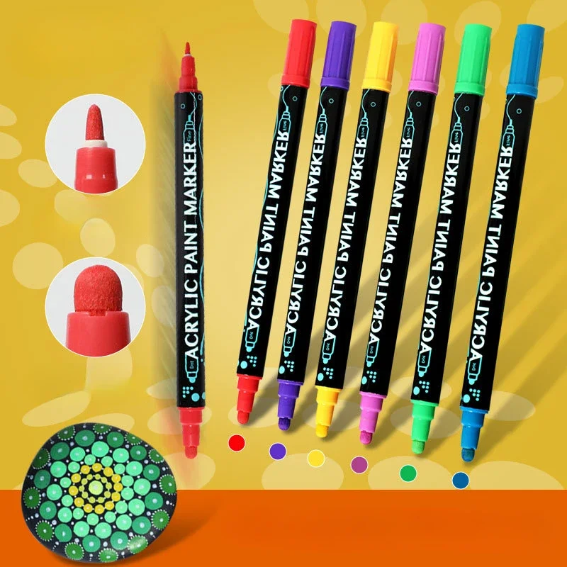

12/24/36 Colors Double-head Marker Pen Set Children's Art Graffiti Hand-painted Ceramic Canvas Waterproof Soft-tip Marker Pen