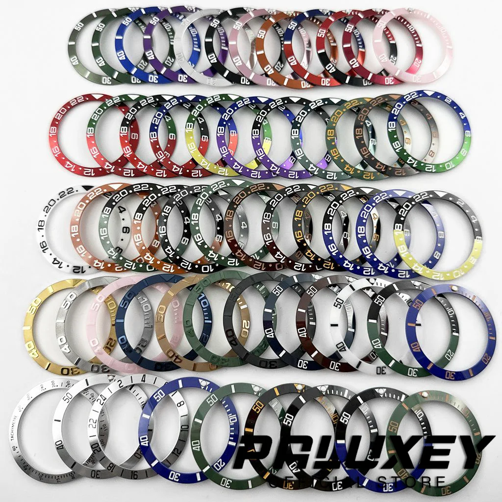 Pente 38mm * 30.6mm, céramique/aluminium de plongée de haute qualité, 1 pièce, insertion de lunette pour NH35 NH34 NH36 GMT, mouvement automatique, lunette de montre