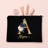 Personalized Makeup Bag Custom Letter with Name Bridesmaid Cosmetic Case Monogram Toiletry Pouch Wendding Birthday Gifts for Her 5