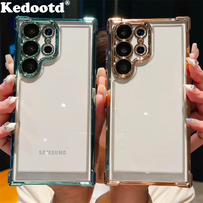 Custodia In Acrilico Trasparente Con Placcatura Di Lusso Per Samsung Galaxy S24 S23 S22 Plus Ultra Fe Zfold Zflip Z Fold Flip 3 4 5 Solid Cover