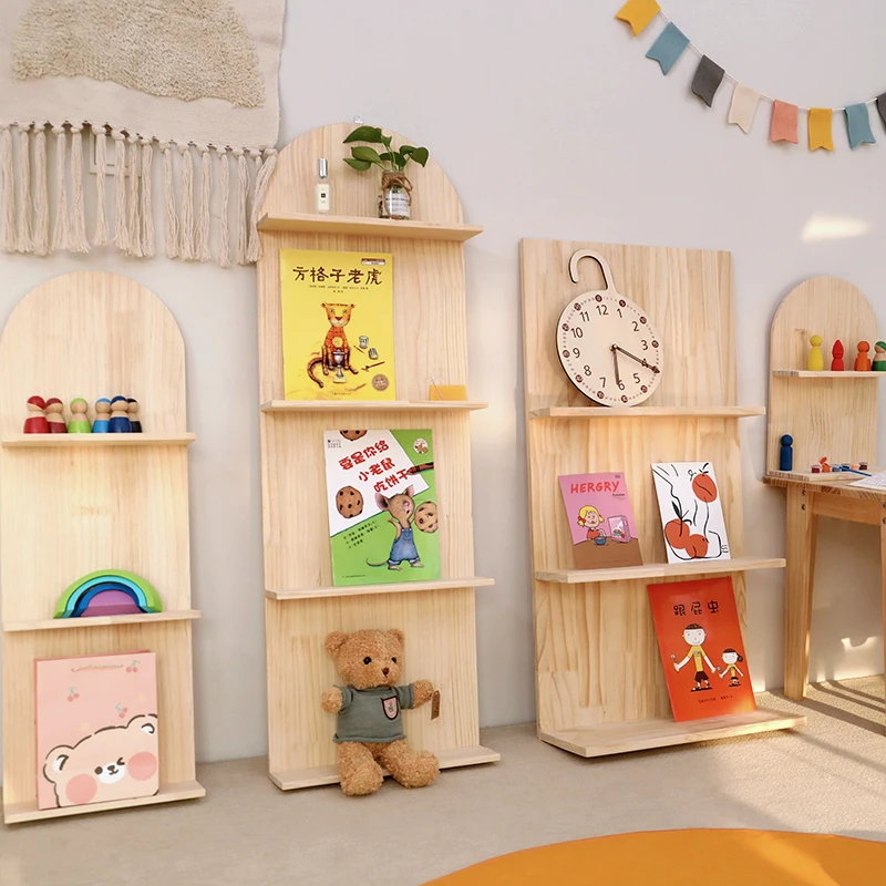 Children's Book Toy Storage Shelf Living Room Bedroom Wooden Furniture Against The Wall Floor Storage Shelf