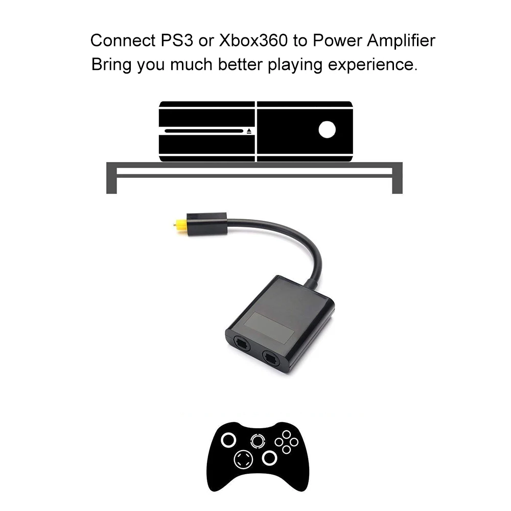 Digital Toslink Audio Splitter Adapter - 1 In 2 Out Optical Fiber Splitter Hub for DVD Signal Conversion