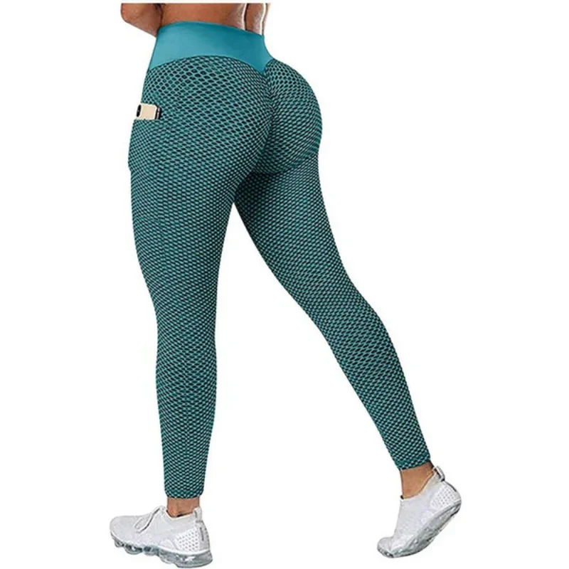 XS-5XL Leggings Women's Yoga Pants High Waist Jacquard Honeycomb Bubble Sport Tights Seamless Stretchy Sweatpants Gym Legging