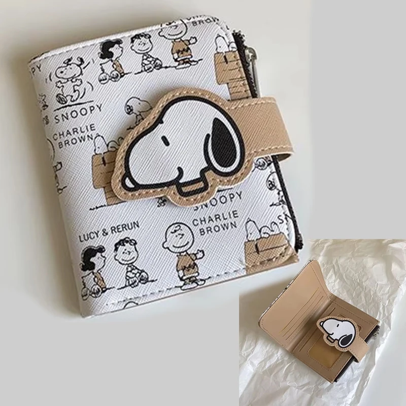 Coin Purse Wallet Sanrio Hellokitty Purse Loopy Bag Snoopy Short Coin Wallet Disney Anime Cartoon Cute Zipper Student Id Holders Multi Slot Bag