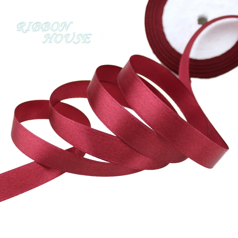 Satin Ribbons Ribbon Supplies Christmas Ribbon Wrapping Ribbon Satin Ribbon 25 yards/roll Burgundy Single Face Satin Ribbon Gift Wrapping Christmas ribbons