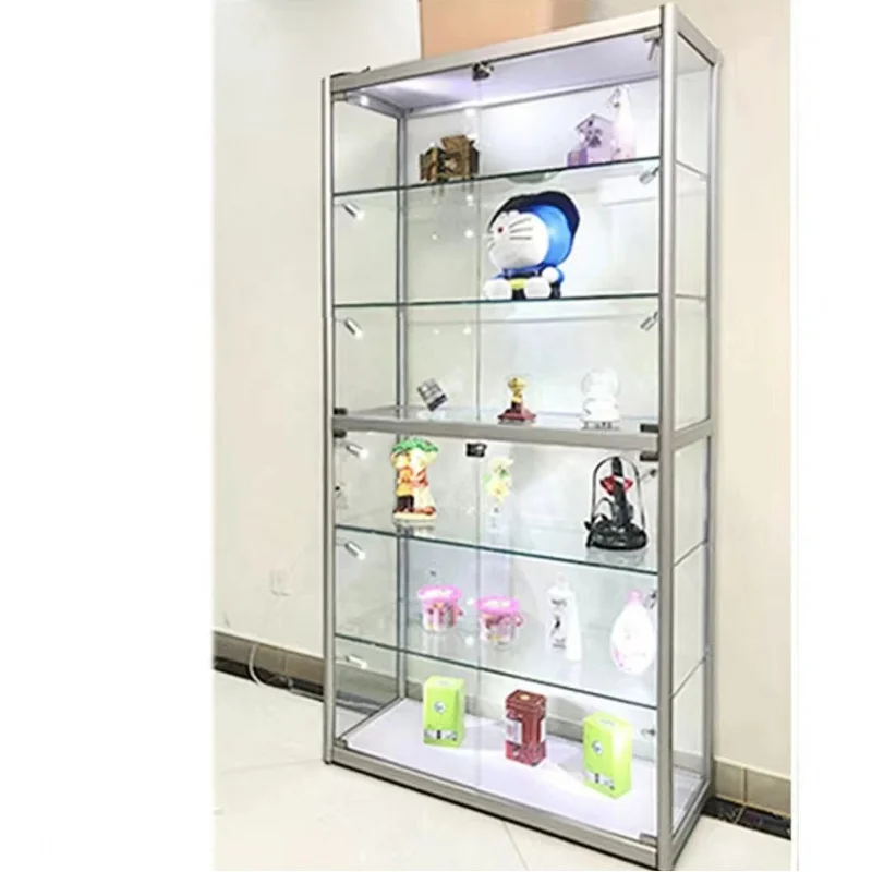 맞춤형 부티크 소매점 가구 유리 디스플레이 캐비닛, LED 조명, 저렴한 디스플레이, 잠금 쇼케이스