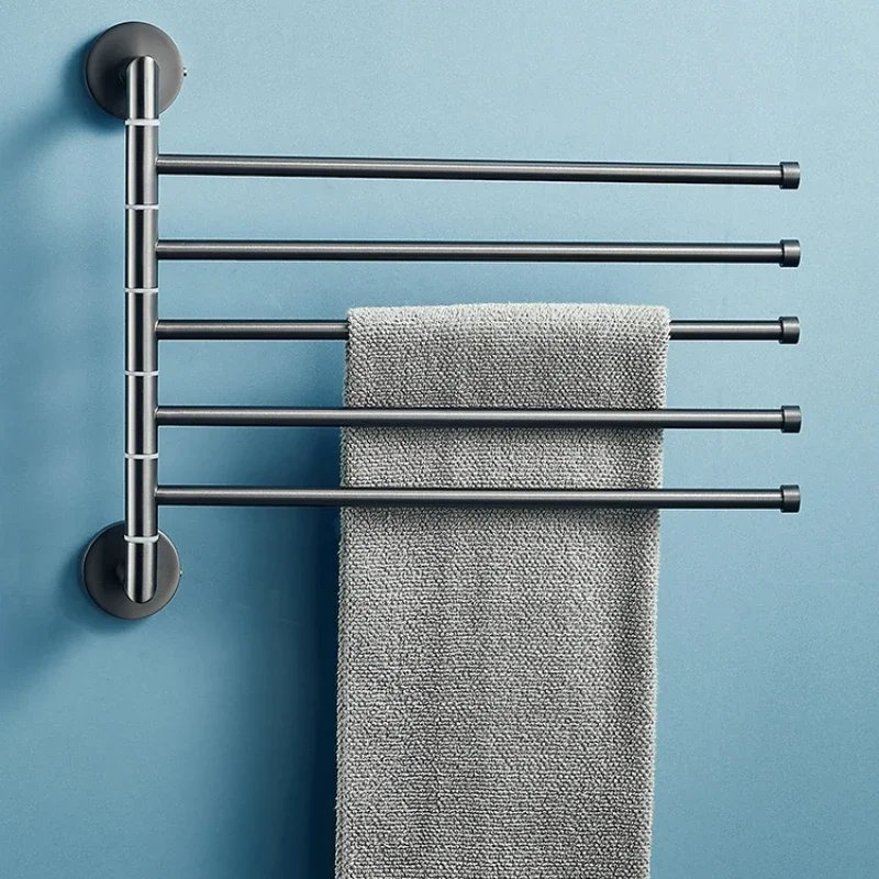 Il Filo Di Rame Grigio Pistola Può Ruotare Gli Portasciugamani Attività Del Bagno Asta Portasciugamani Multistrato Non C' È Bisogno Di Perforare La Me