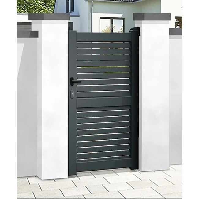 aluminum slat gate single pedestrian walkway door 2