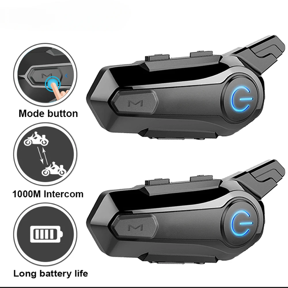 

Hot Sales Bluetooth Motorcycle Helmet Intercom Headset for 2 Rider Intercomunicador Moto Wireless Interphone Noice Reduction