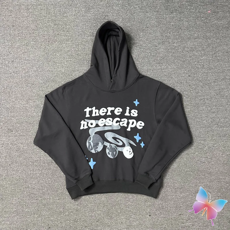 

BROKEN PLANET Hoodie Casual Wear Matching Couple Outfits Foam Printing Loose Sports Hoodie Black Fashion Wear streetwear