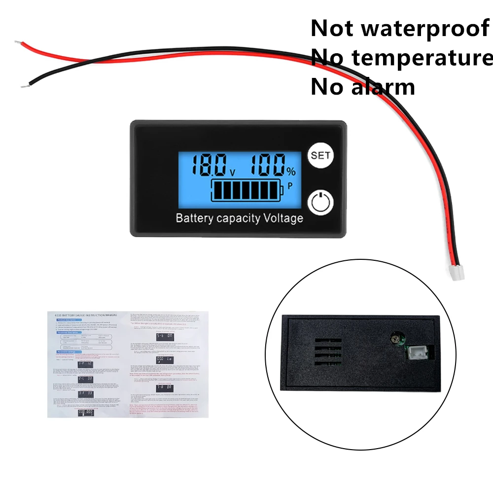 DEWIN Indicatore Di Capacità Batteria DC 8-100V – Misuratore A LED Per Batterie Al Litio E Piombo-Acido, Con Protezione Inversione E Memoria