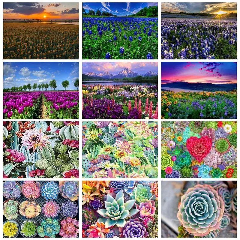 

CHENISTORY Modern Diamond Painting Frame Flower Sea Full Diamond Gift For Adults Mosaic Art Embroidery Cross Stitch Easy