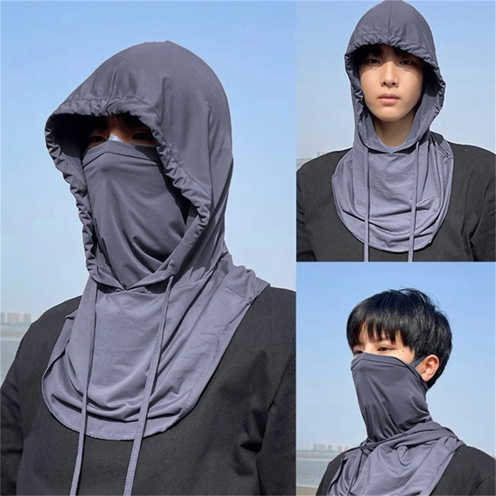 Arm Sleeves Sunscreen Summer Sun UV Protection Ice Silk Bib Combo Outdoor Cycling Fishing Climbing Women Men Mask Cuff Sleeves