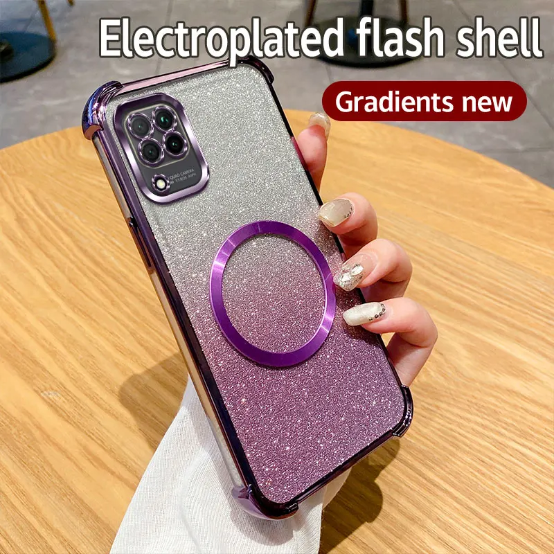 Überzug Stoßfest Klar Magnetring Telefon Fall Für Samsung Galaxy A05S A04S A03S A02S A52S M02 M12 M22 M32 4G Glitter Abdeckung_voghion.com