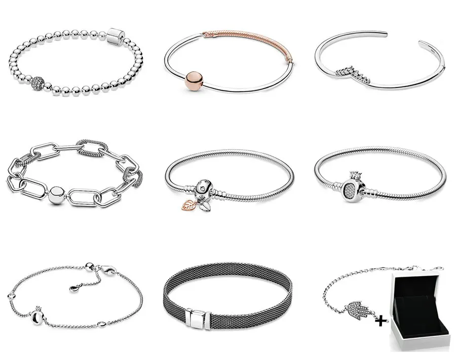 

2023 new 100% 925 sterling silver reflective bracelet suitable for European charm beaded ladies gift fashion DIY jewelry