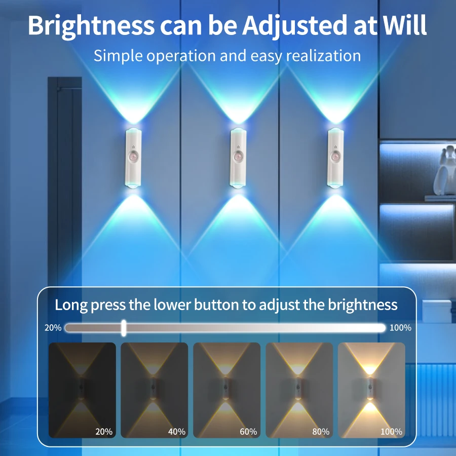 Magnetic Rechargeable LED Smart Light with Dimmable Gradient