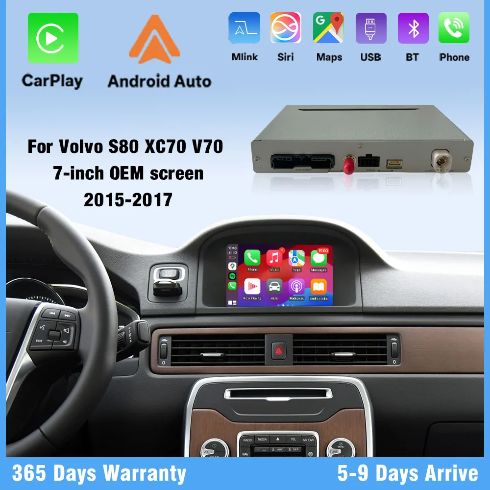 Apple CarPlay inalámbrico para Volvo S80L XC70 V70 2011-2017 compatible con Android Auto GPS navegación espejo enlace cámara de marcha atrás DSP 1