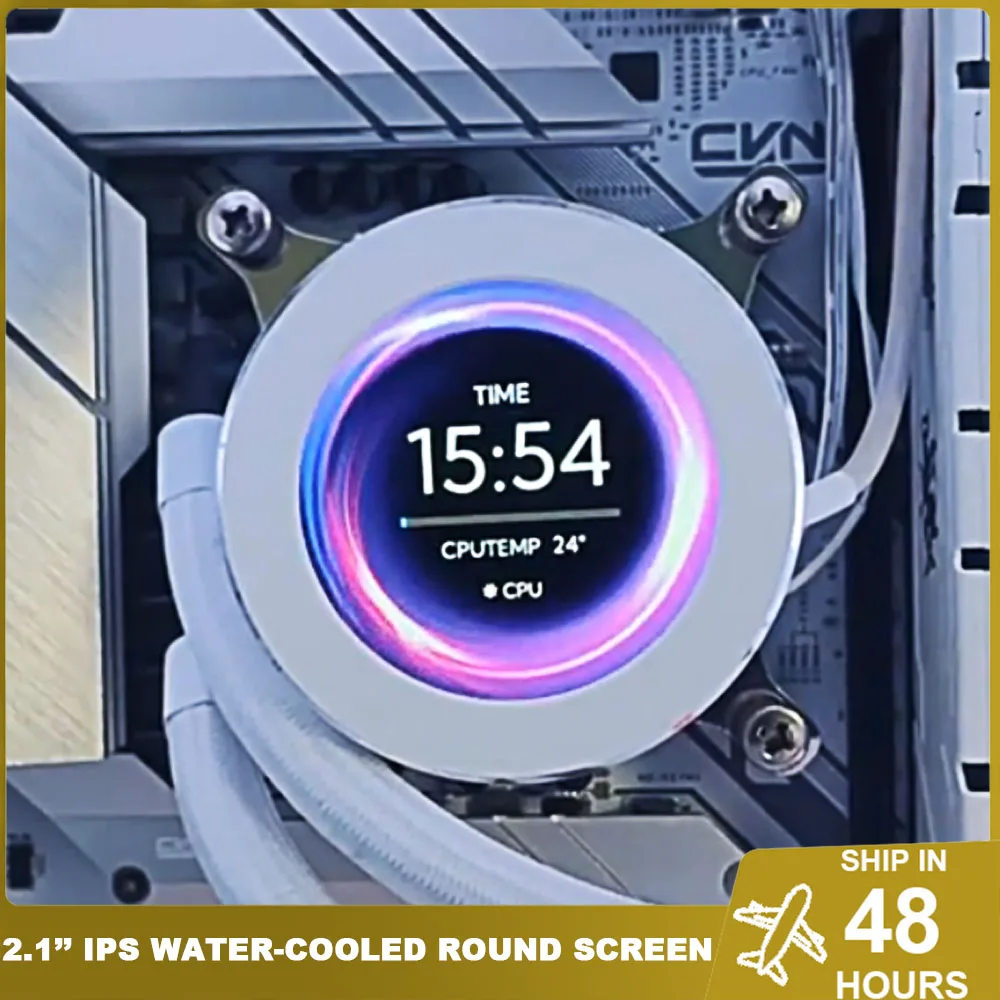 2.1 Inch IPS Round Screen 120/240/360 AIO Water Cooling PC CPU GPU RAM  Dynamic Display Gaming Temperature Circle Monitor 2023