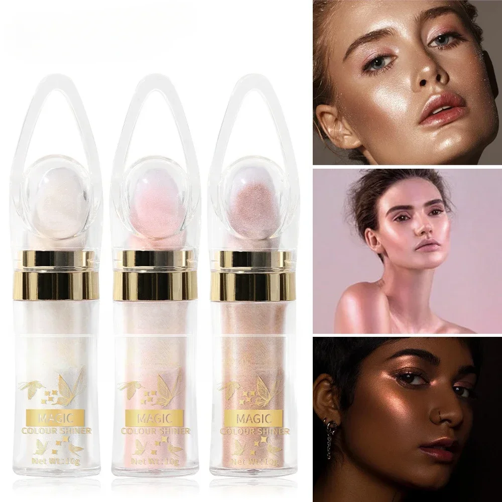 1PC Shimmer Fairy Powder White Purple Blue Loose Highlighter Face Body Glitter Wand Makeup Bronzer Illuminator Cosmetic 2