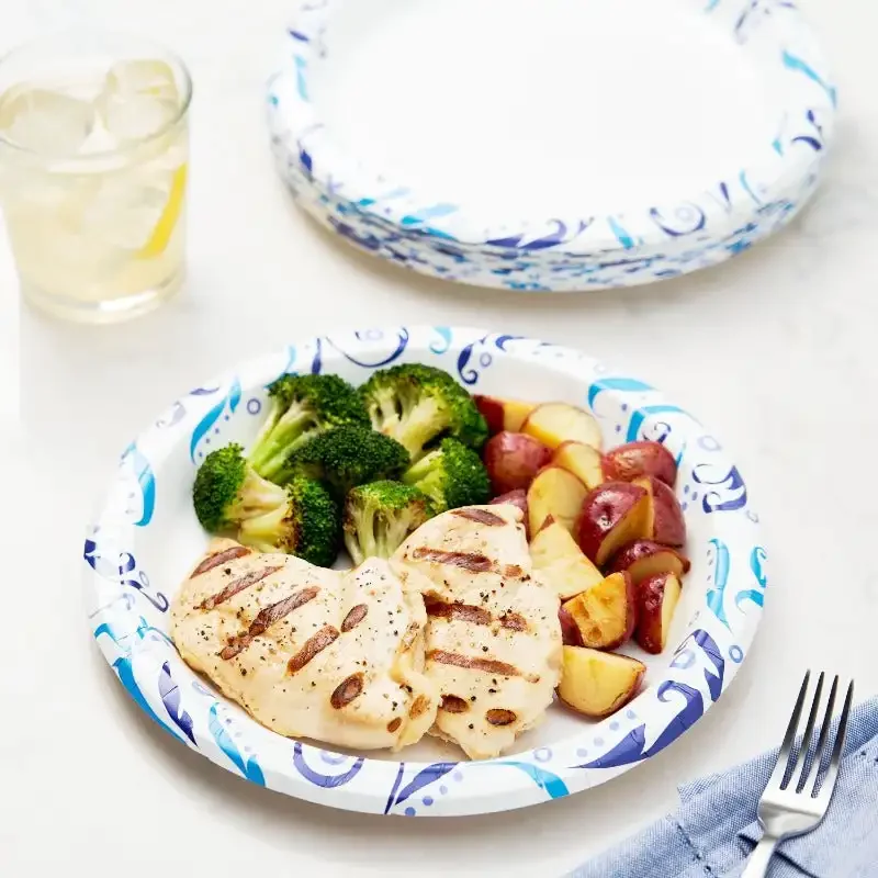 Everyday Strong, Soak Proof, Microwave Safe, Disposable Paper Plates, 10 in, Patterned, 50 Count