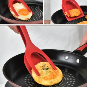 1pc，2-in-1 Kitchen Accessories Kitchen Gadget Sets Omelette Spatula Kitchen Silicone Spatula for Toast Pancake Egg Flip Tongs