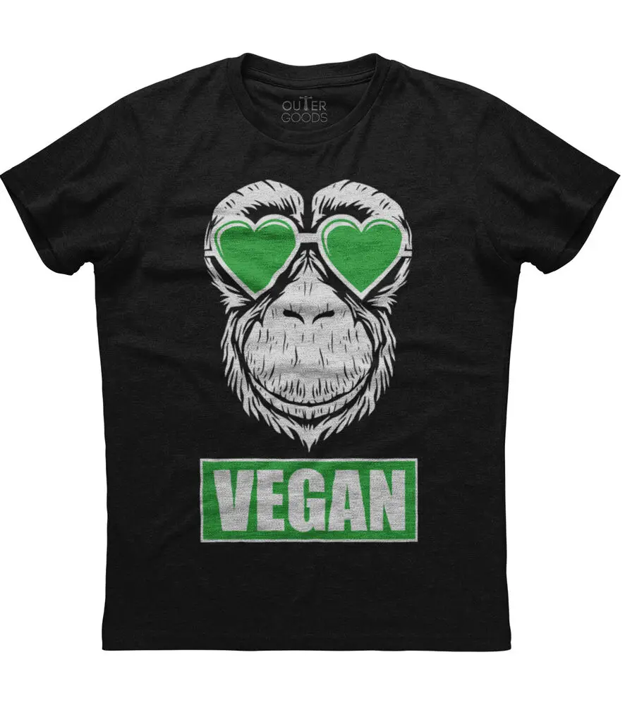 

Vegan Funny Monkey Face Printed T-Shirt 100% Cotton O-Neck Summer Short Sleeve Casual Mens T-shirt Size S-3XL