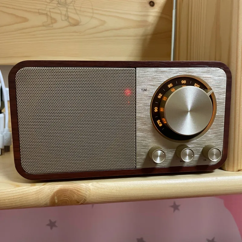 Bluetooth Speaker Portable Speaker Audio Speakers Wooden Bluetooth-Compatible 5.0 Speaker Retro Classic Soundbox Stereo Surround Super Bass Subwoofer AUX FM Radio For Computer PC