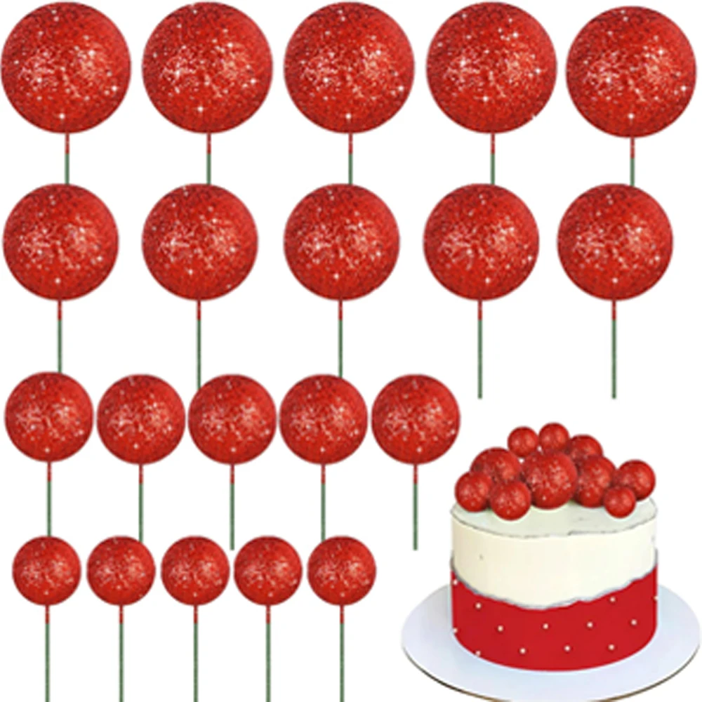 Pink and Purple Glitter Balloon Cake Topper Set - 20 Pieces