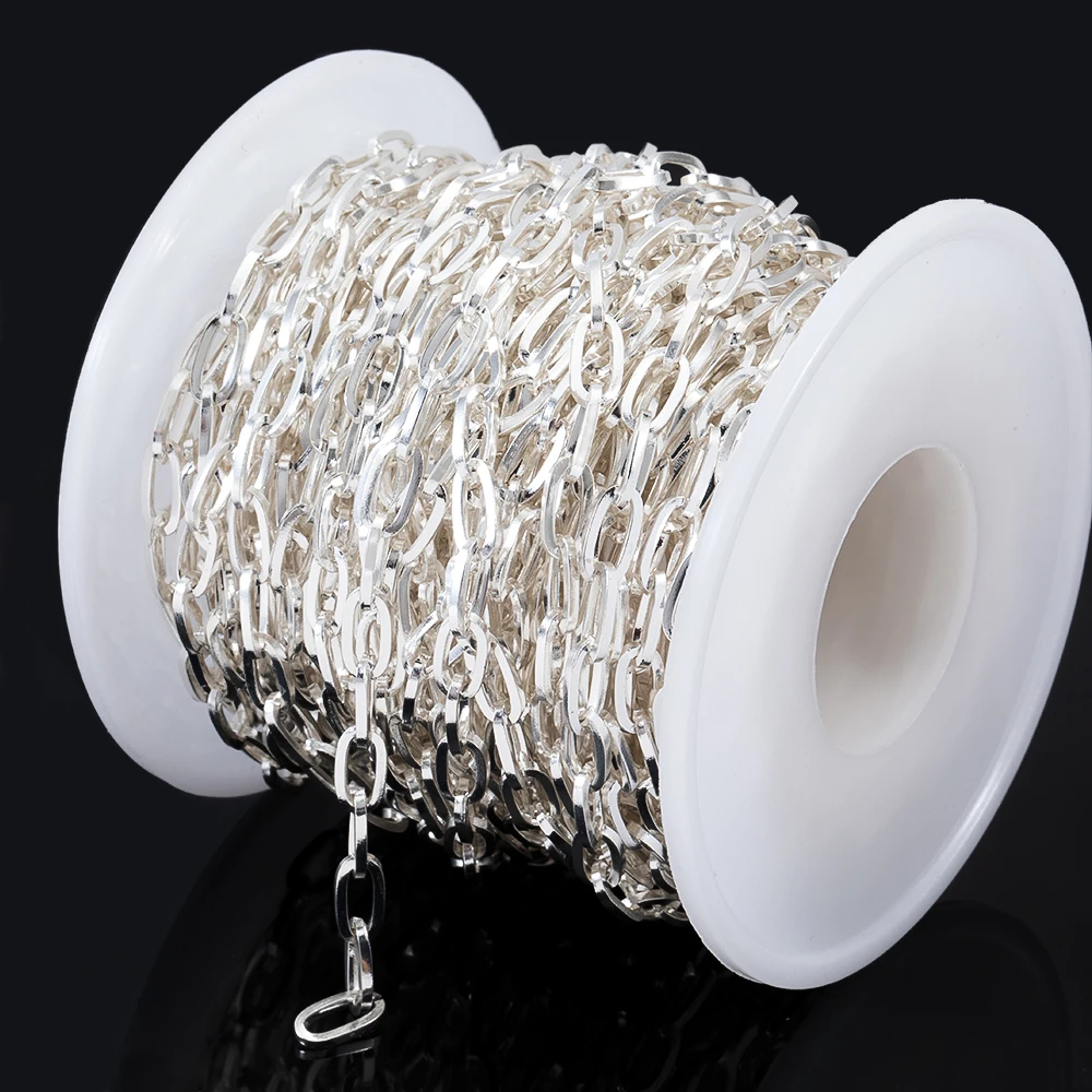 Stainless Steel Silver Square Link Chain for Jewelry Making - 3 Meters Total