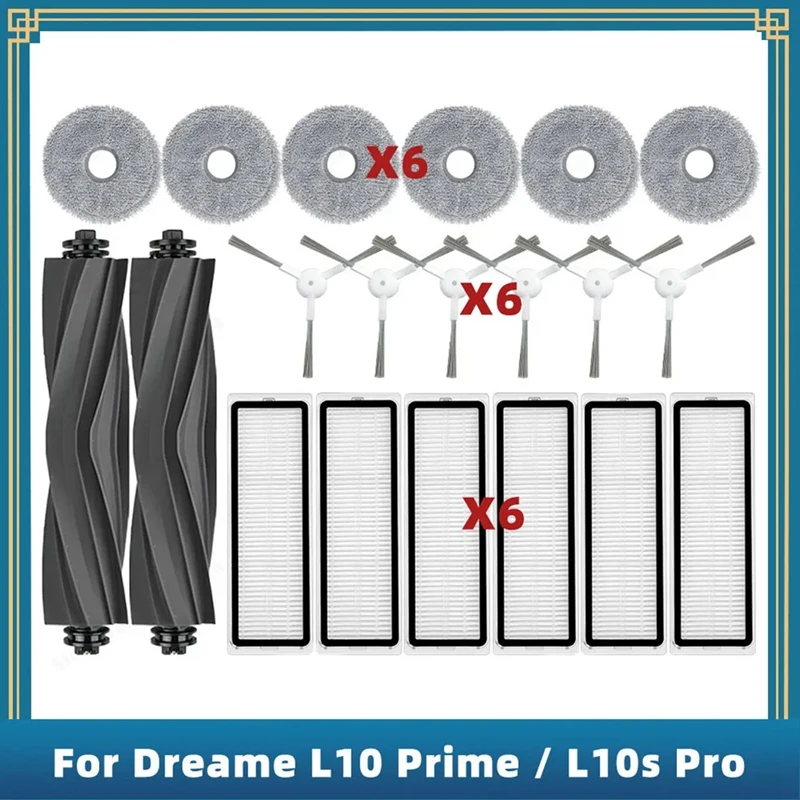 

Сменные детали для пылесоса Dreame Bot L10 Prime / L10S Pro, основная боковая щетка, фильтр НЕРА, насадка на швабру, 20 шт.