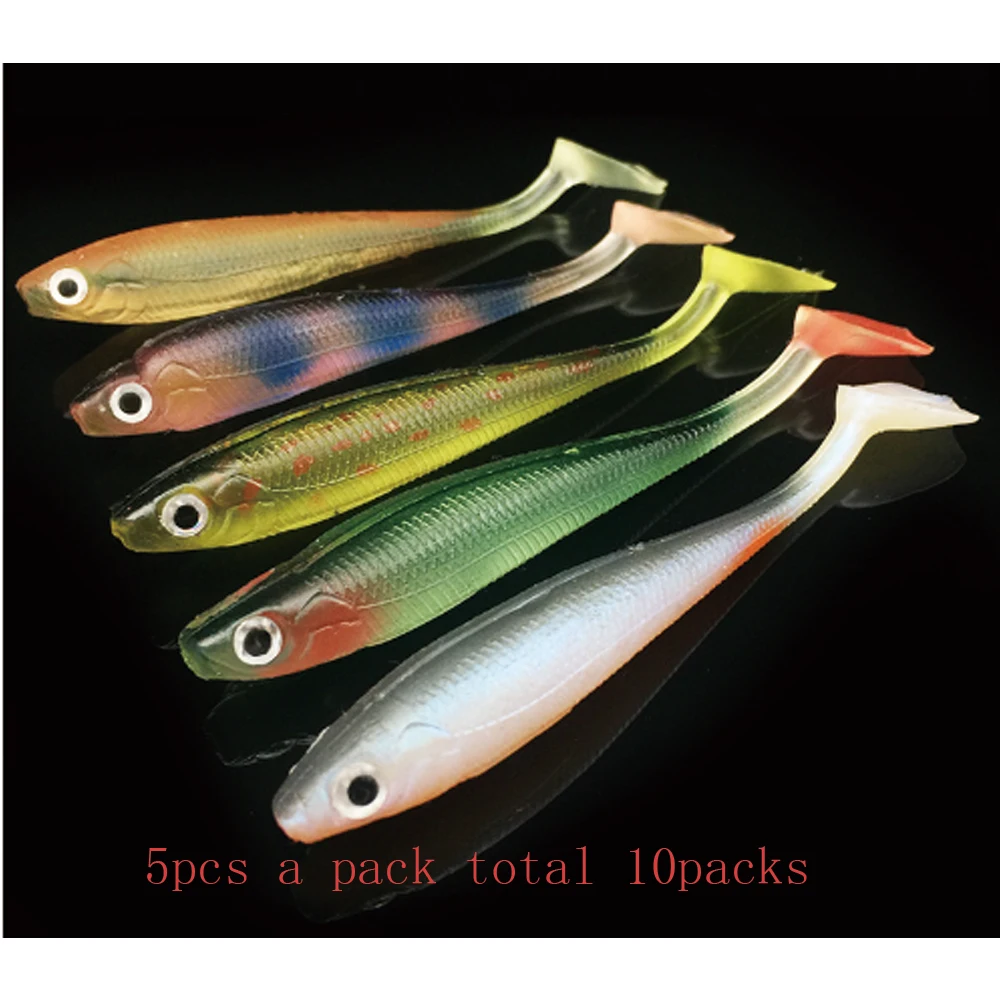 WH Tail Soft Fishing Lures 5 Colors Bass Lures, Swimbait Paddle