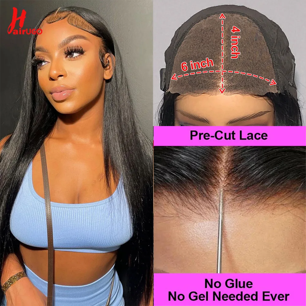 

Парики прямые из натуральных человеческих волос, 6 х4 дюймов