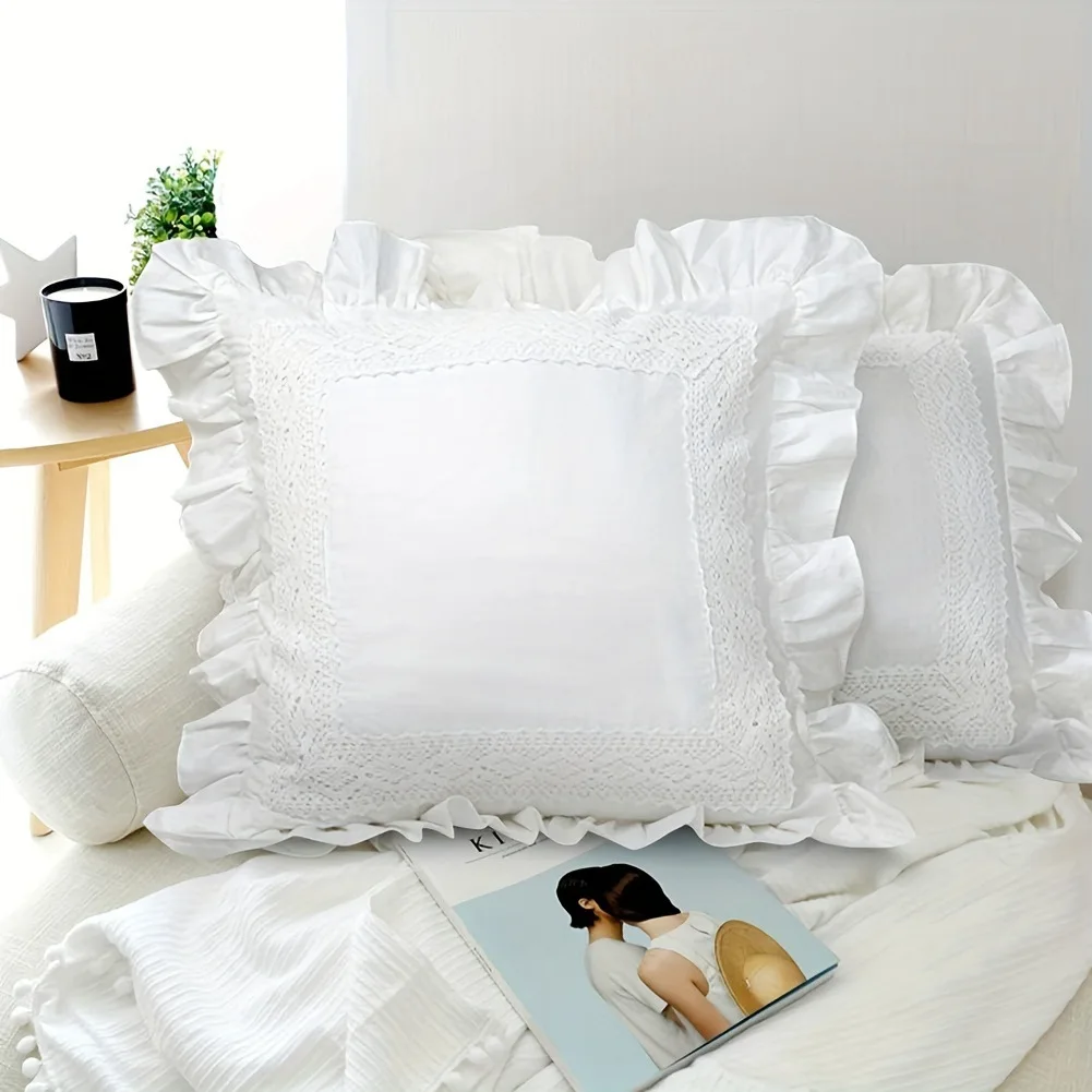 White Ruffle Lace Cushion Covers Home Decoration Throw Pillows
