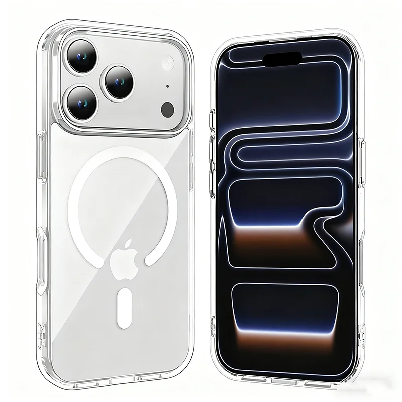 Premium Shockproof Transparent Acrylic Phone Case with MagSafe Compatibility
