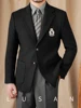 Mr. Lu San Gentry Black IVY Badge Slim-fit Suit Thick Winter Warm Commuter Fashion Blazer 1
