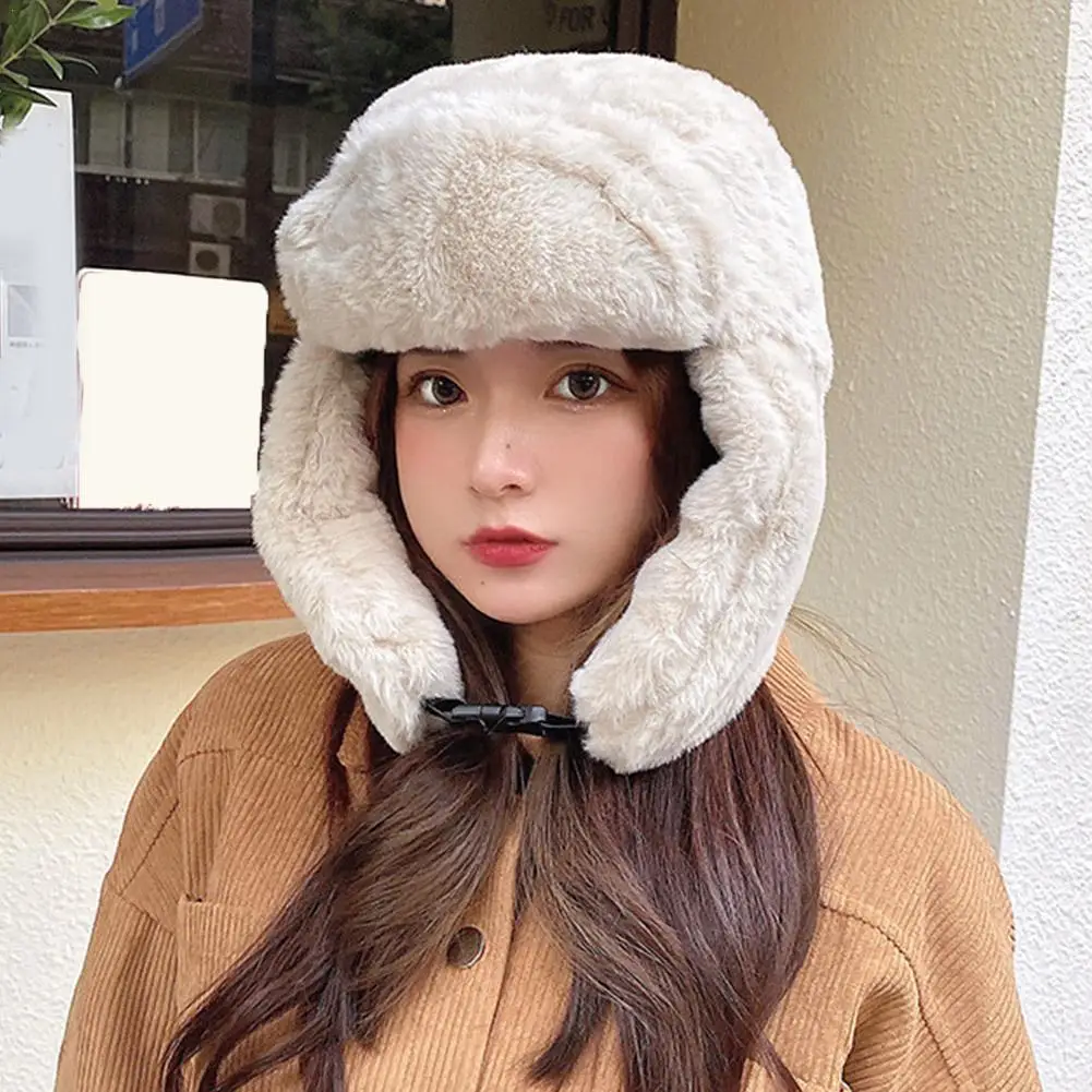 Women's Winter Adjustable Beanie Russian Caps Korean Fashion Ushanka Earflap Pilot Hat Trend Bomber Hat fur hat knitted earflap hat winter hat army military hat