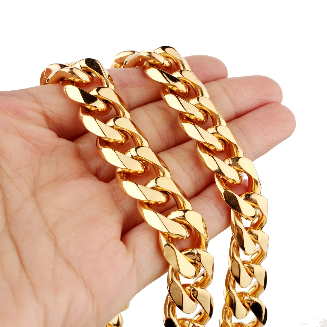

11mm/13mm/15mm Stainless Steel Men's Women's Curb Link Cuban Chain Necklace Jewelry 7"-40"