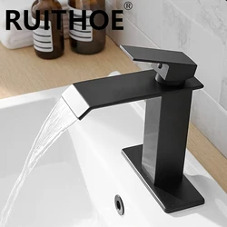 Waterfall Bathroom Sink Faucet Single Hole Single Handle Modern Vanity Lavatory Basin Mixer Tap Commercail