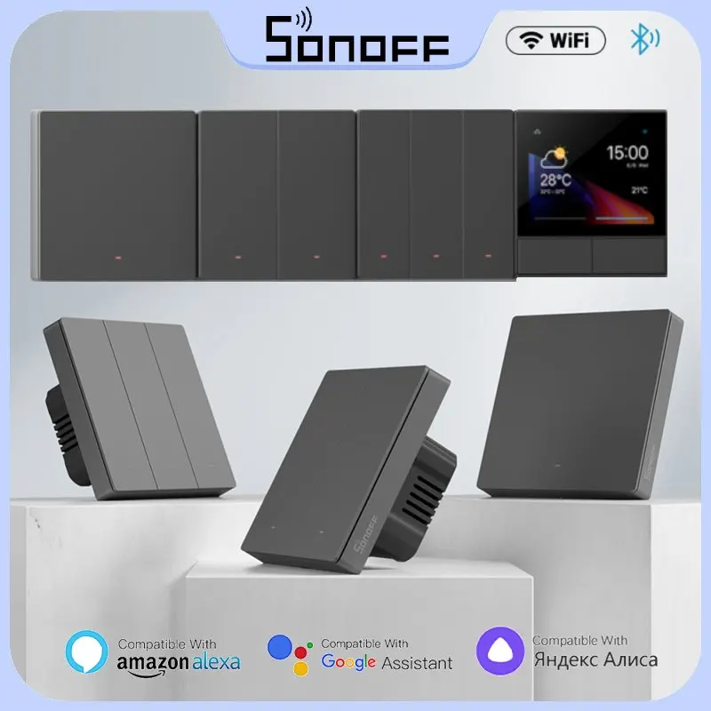 

SONOFF Wifi M5 SwitchMan Smart Wall Switch 120 Type 1/2/3 Gang Wall Push Button Switch Frame Smart Scene Schedule For Smart Home