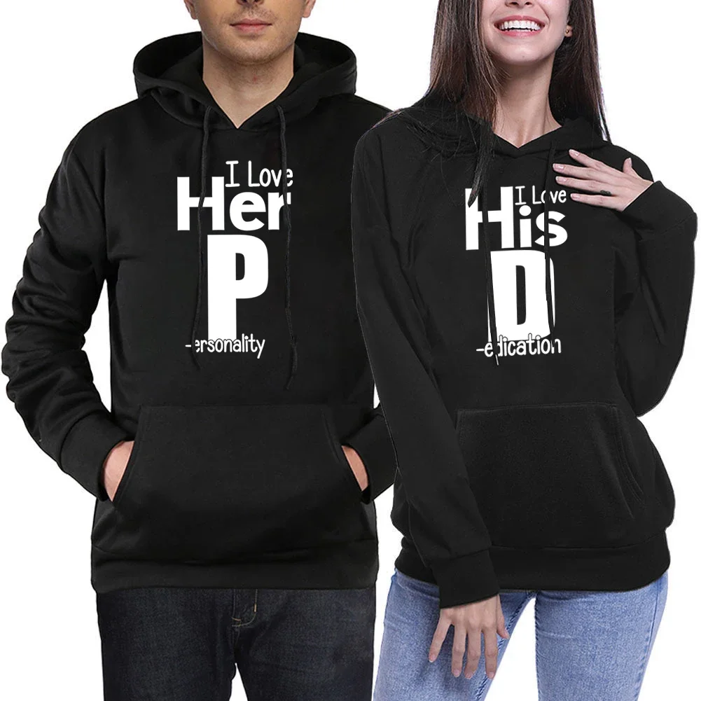 

Толстовка с капюшоном для влюбленных 2023, надпись «I Love His Dedication I Love Her Персонализированная», женская и мужская парная Толстовка с длинным рукавом, милая надпись