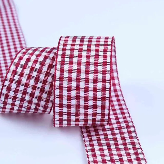 thumbnail image 1 of Cintas de cuadros vichy de 5 yardas para decoración de bodas, fiestas de Navidad, regalos, envolturas, moños, manualidades para el cabello, cintas a cuadros, tarjetas, búfalo, 1 of 5