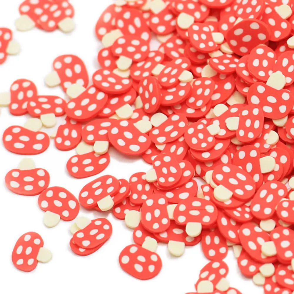 5mm Red Mushroom Slices Polymer Clay Sprinkles DIY Crafts Making Slime Filler Nail Arts Decoration