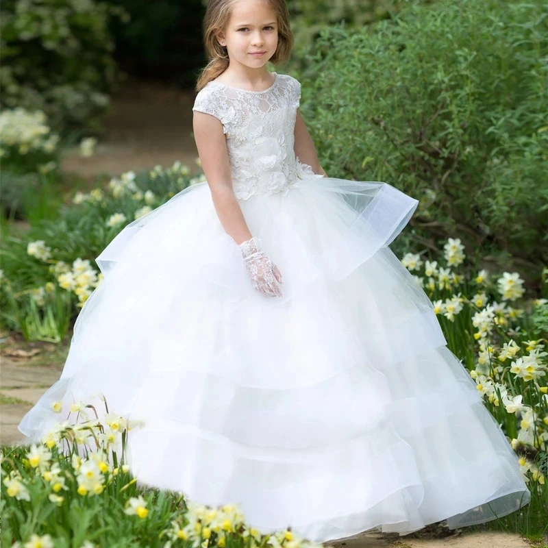 

Flower Girl Dresses For Weddings Lovely Lace Bow Girls Pageant Dresses For Little Girls First Holy Communion Dresses