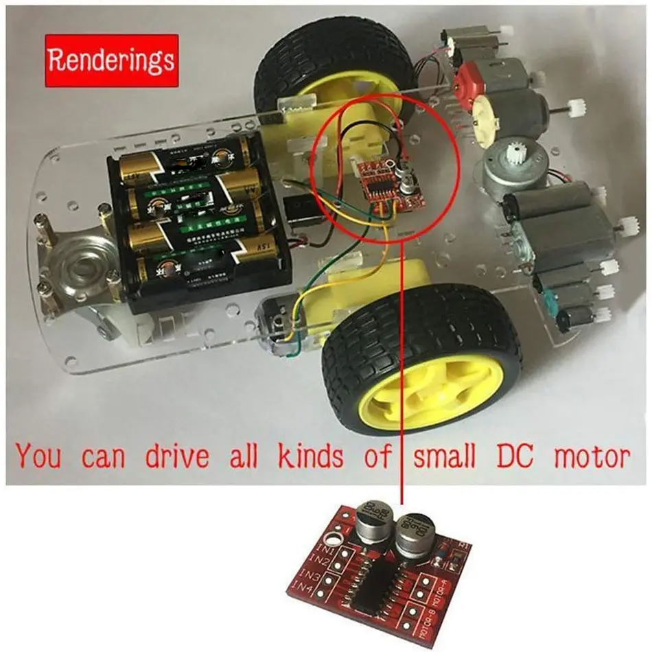 6 Pack Mini L298N DC Motor Driver, MX1508 Mini Dual Channel 1.5A 2 Way PWM Speed Controller Dual H-Bridge Replace Stepper image 5