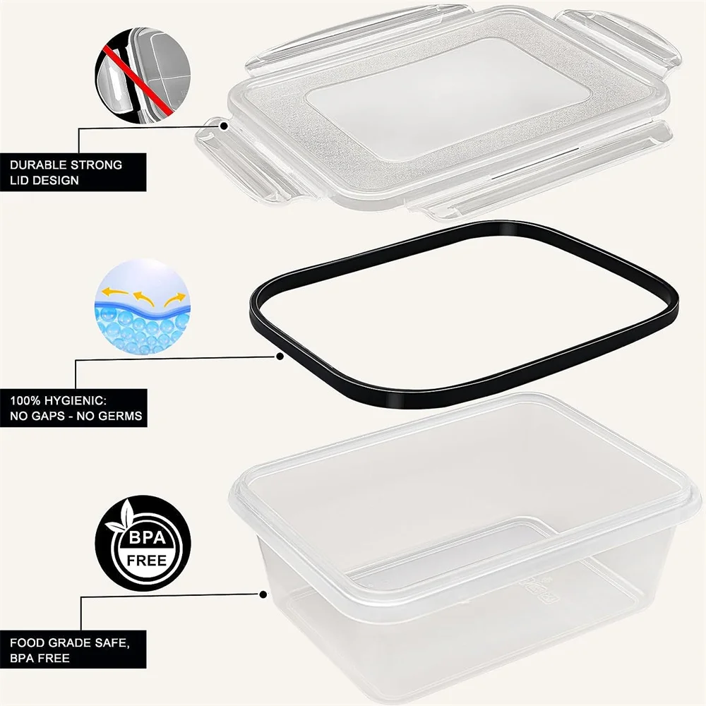 14Pcs-Food Airtight Storage Containers,0.32L*6+0.84L*6+2.2L*2 Lunch Box set BPA Free Microwave safe 4