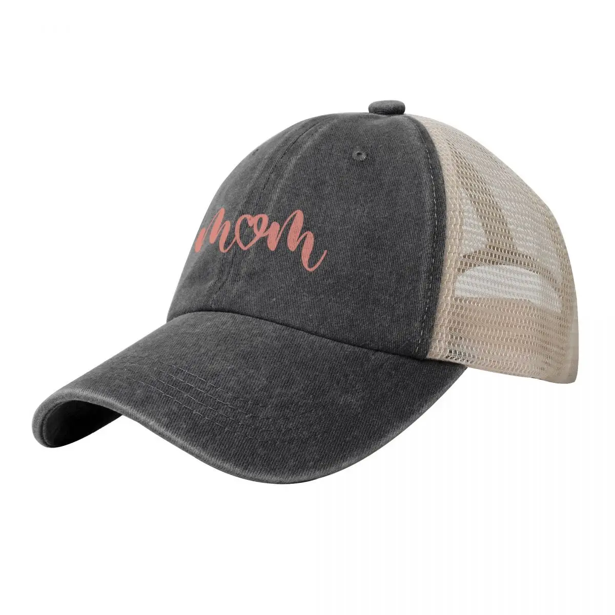

“Mom” Heart Design Cowboy Mesh Baseball Cap Fishing cap Hood Girl Men's
