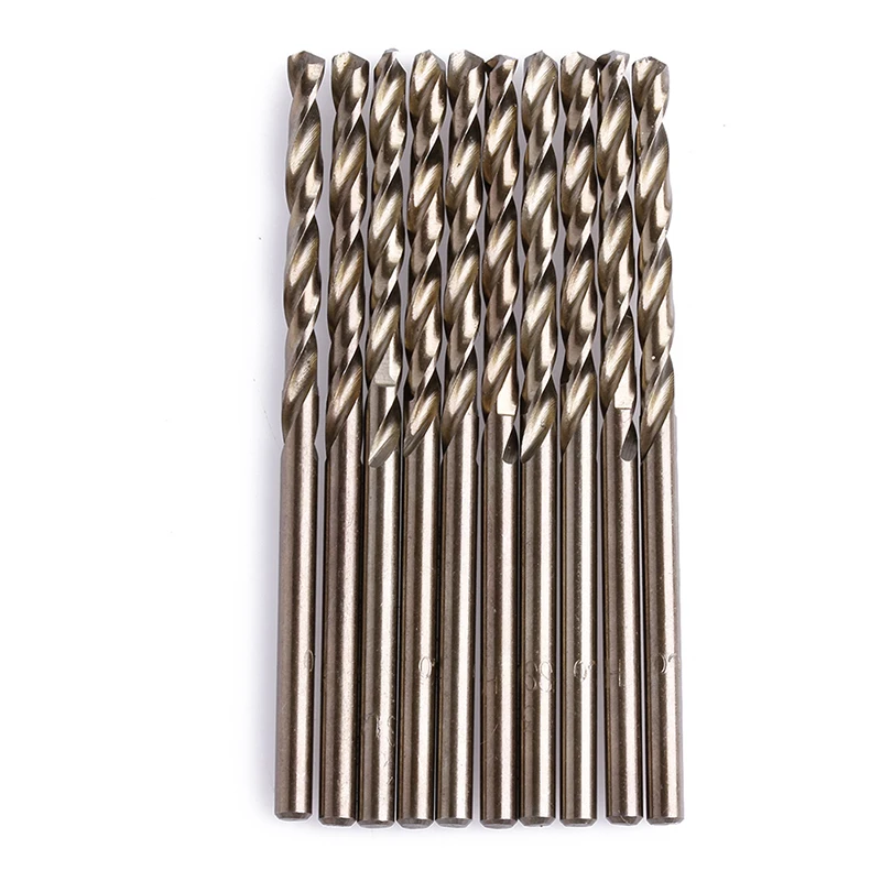 

HSS Coated Twist Drill Bits Set, 10x High Speed Steel Mini Drill Bits Compatible for Drilling Holes Nonferrous