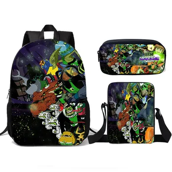 Teenage hacker BEN10 backpack, elementary school backpack, three piece set, children's backpack, shoulder bag, pencil case 1