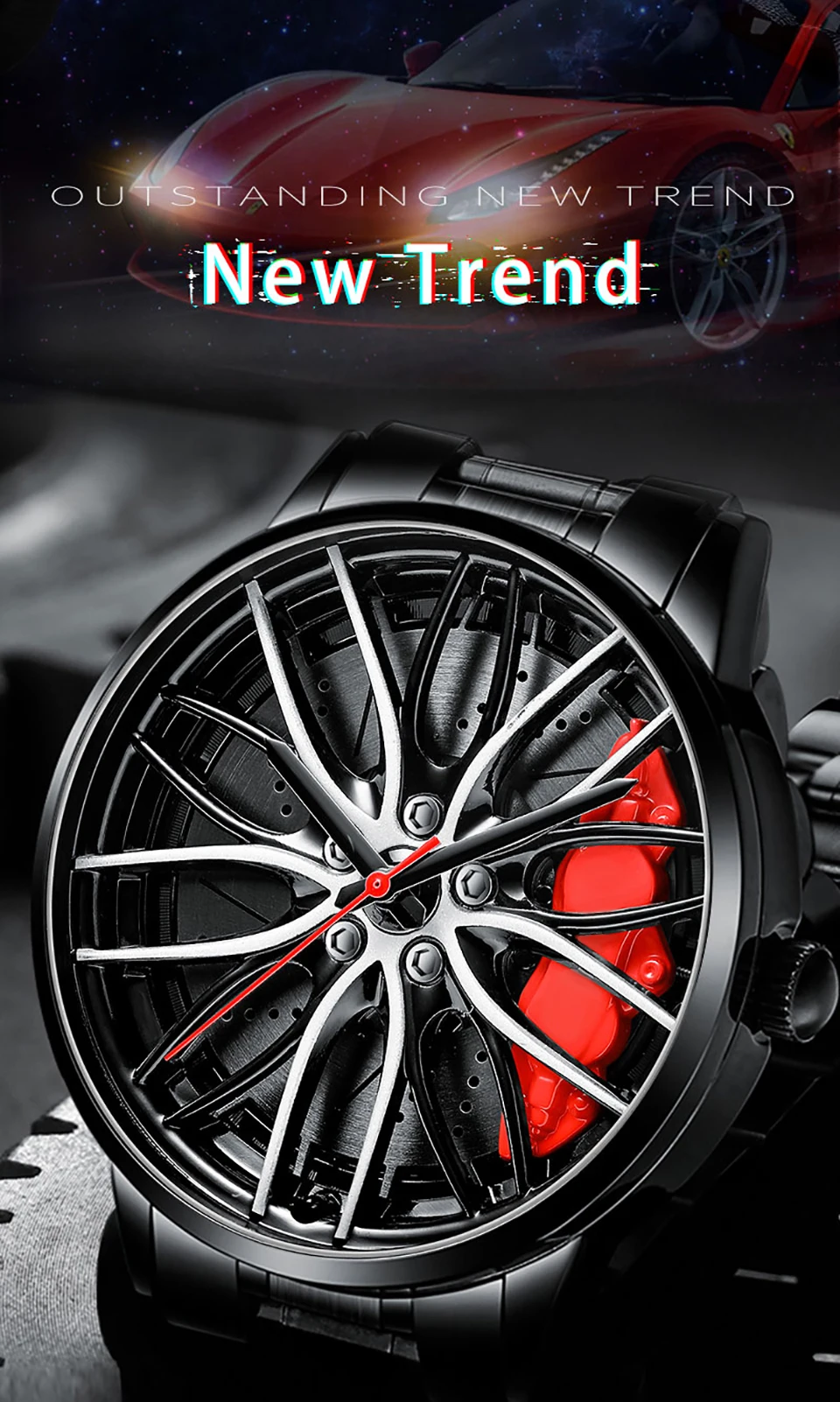2022 Watch for Men Unique Custom Design Real 3D Car Wheel Watch Fashion Waterproof Sport Watch Men Rim Hub Watch Quartz Watch